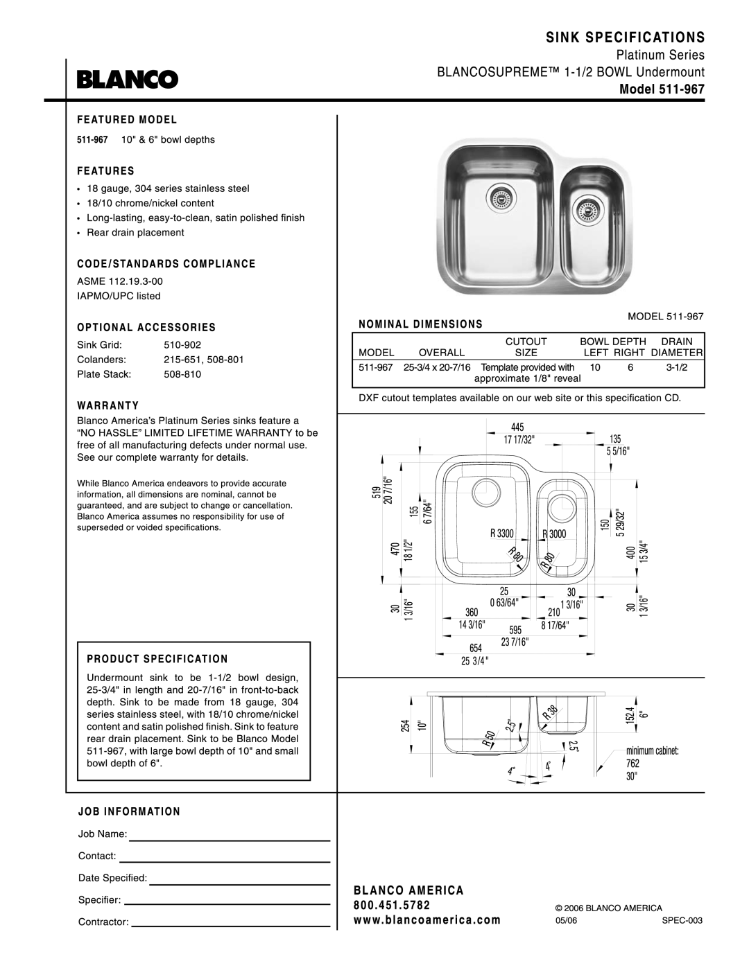 Blanco 511-967 manual 