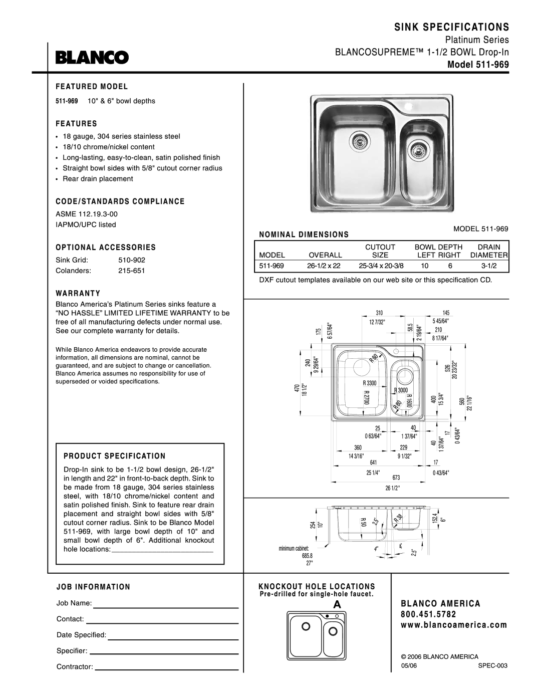 Blanco 511-969 manual 