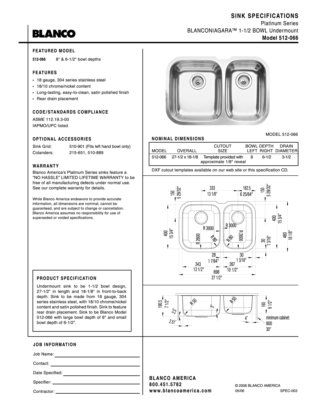 Blanco 512-066 manual 