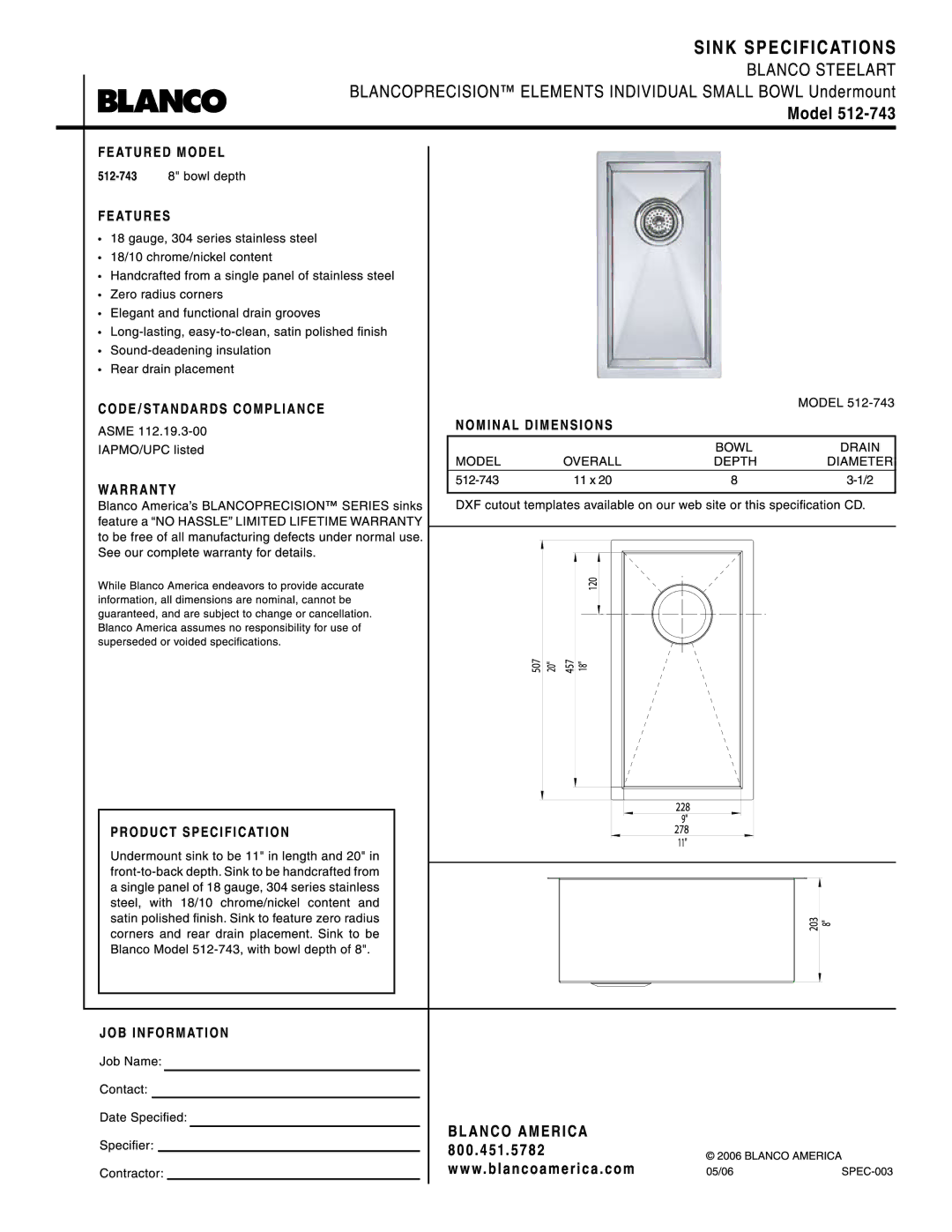 Blanco 512-743 manual 