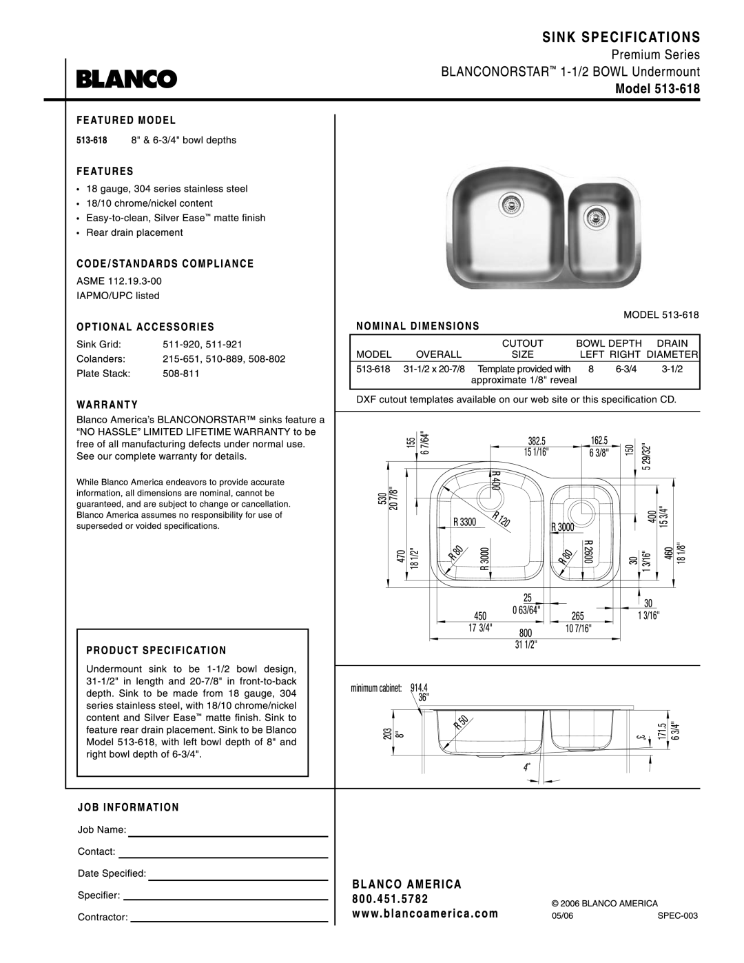 Blanco 513-618 manual 