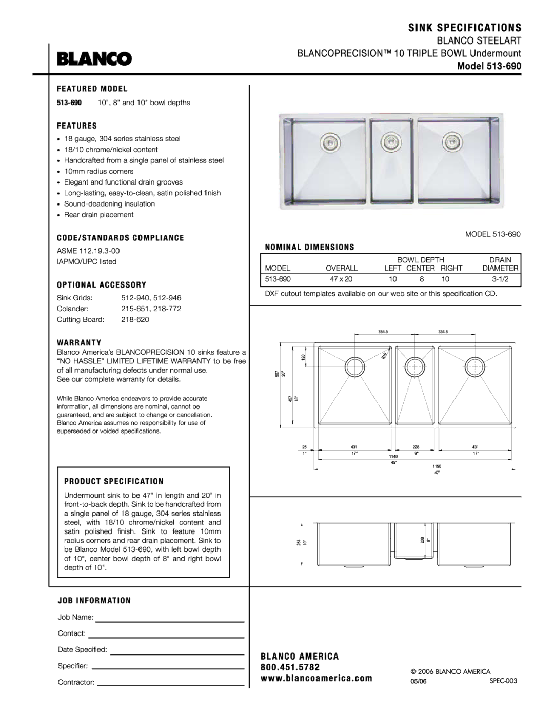 Blanco 513-690 manual 