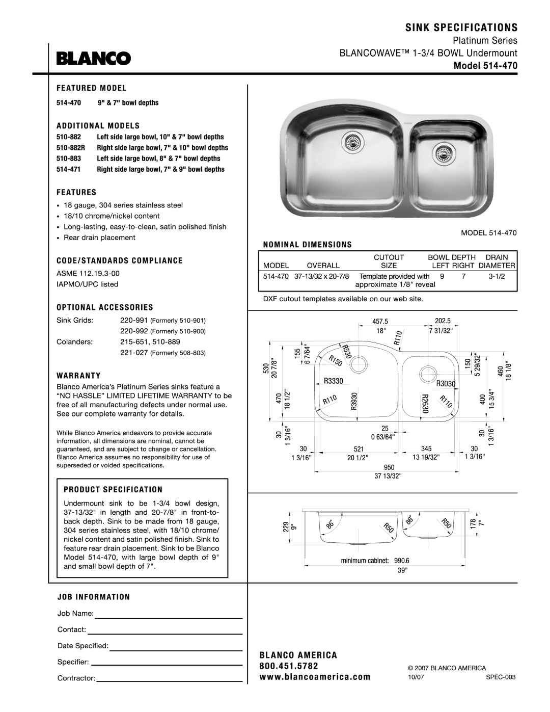 Blanco 514-470 manual 
