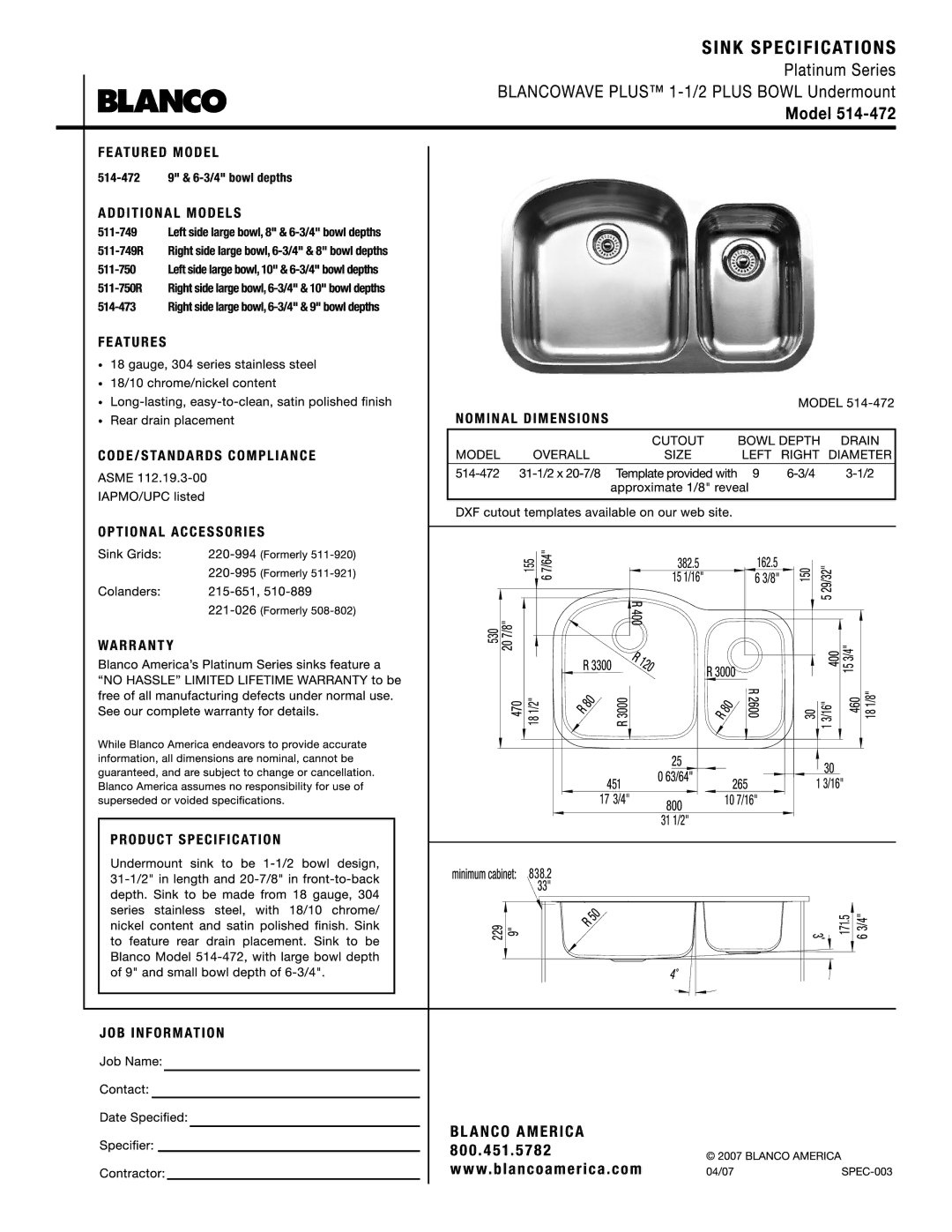 Blanco 514-472 manual 