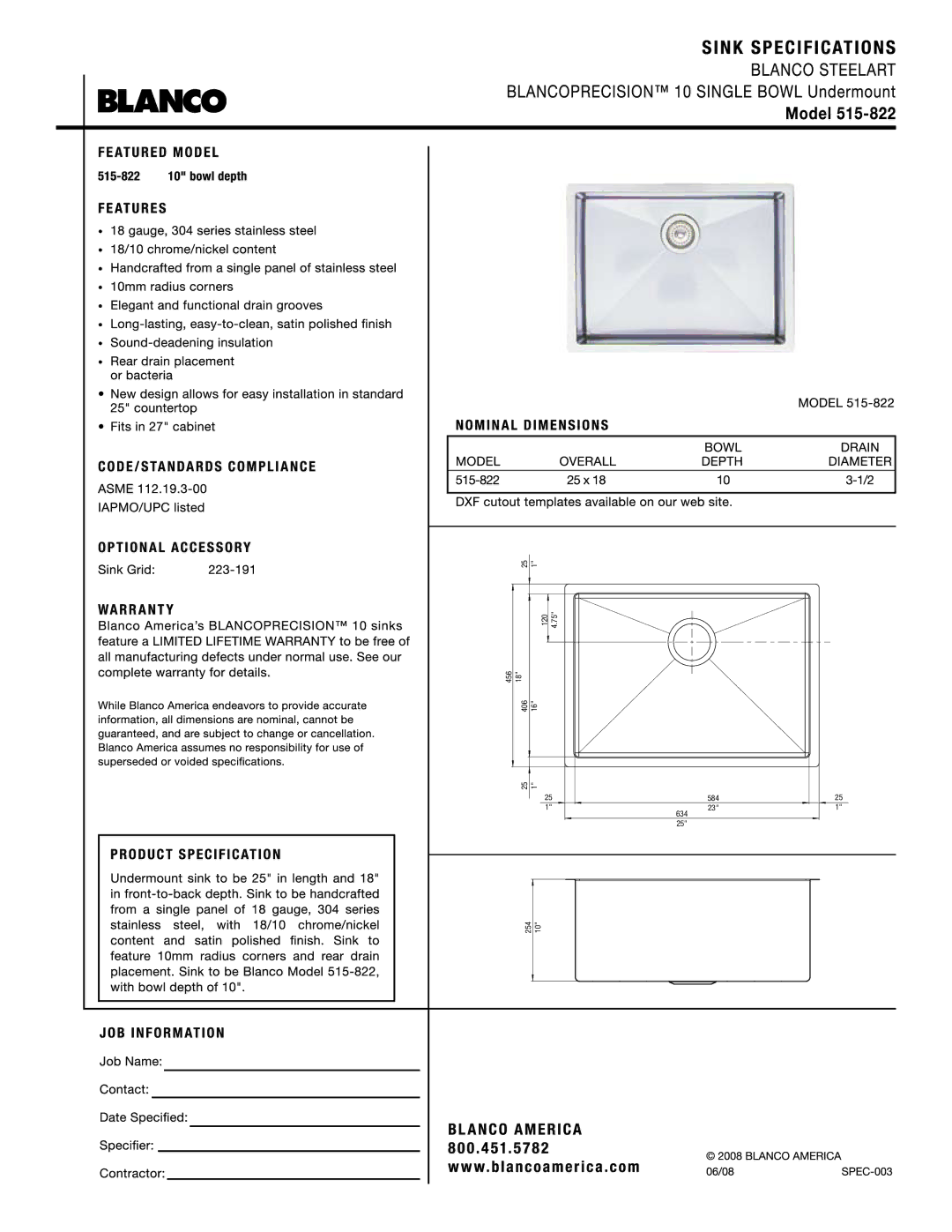 Blanco 515-822 manual 120 456 