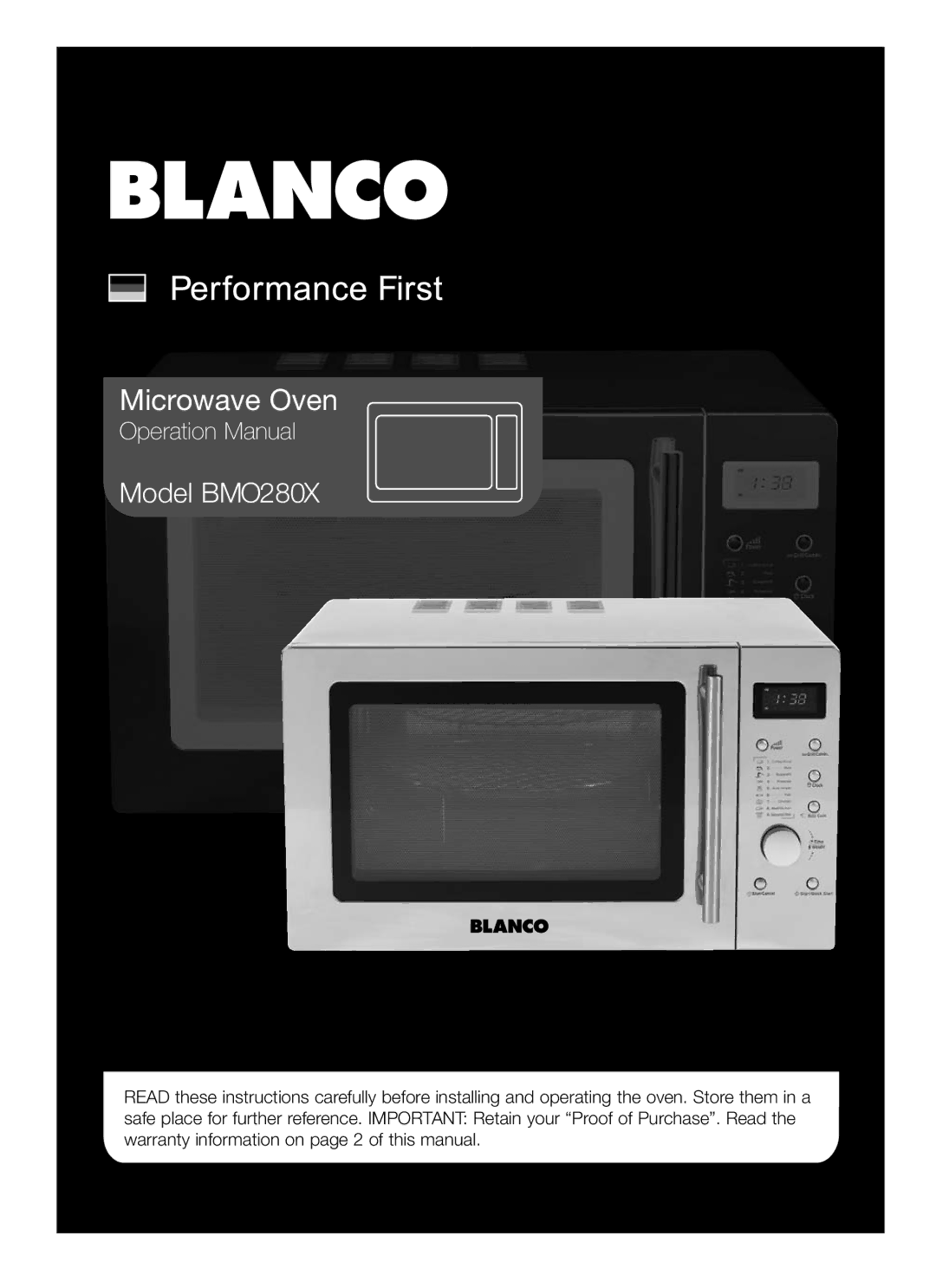 Blanco B 830FX operation manual Microwave Oven 