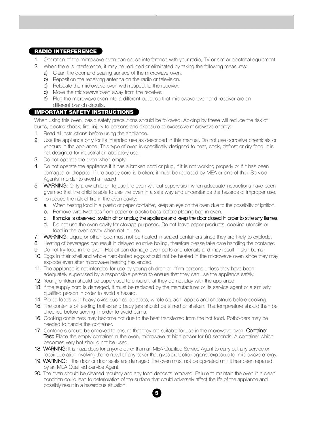 Blanco B 830FX operation manual Radio Interference, Important Safety Instructions 