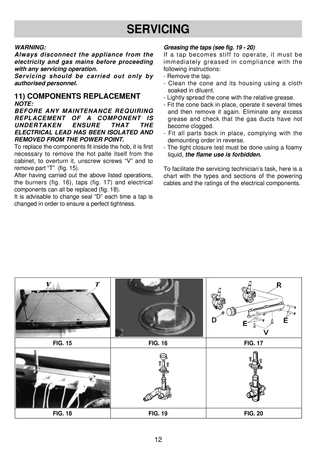 Blanco BCGC74 - BCGC52 warranty Servicing, Components Replacement, Greasing the taps see 