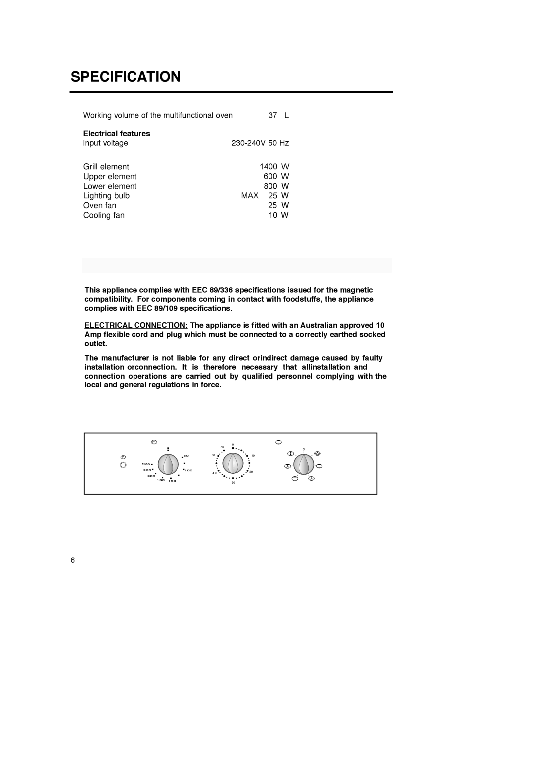 Blanco BOSE45X manual Specification, Electrical features 