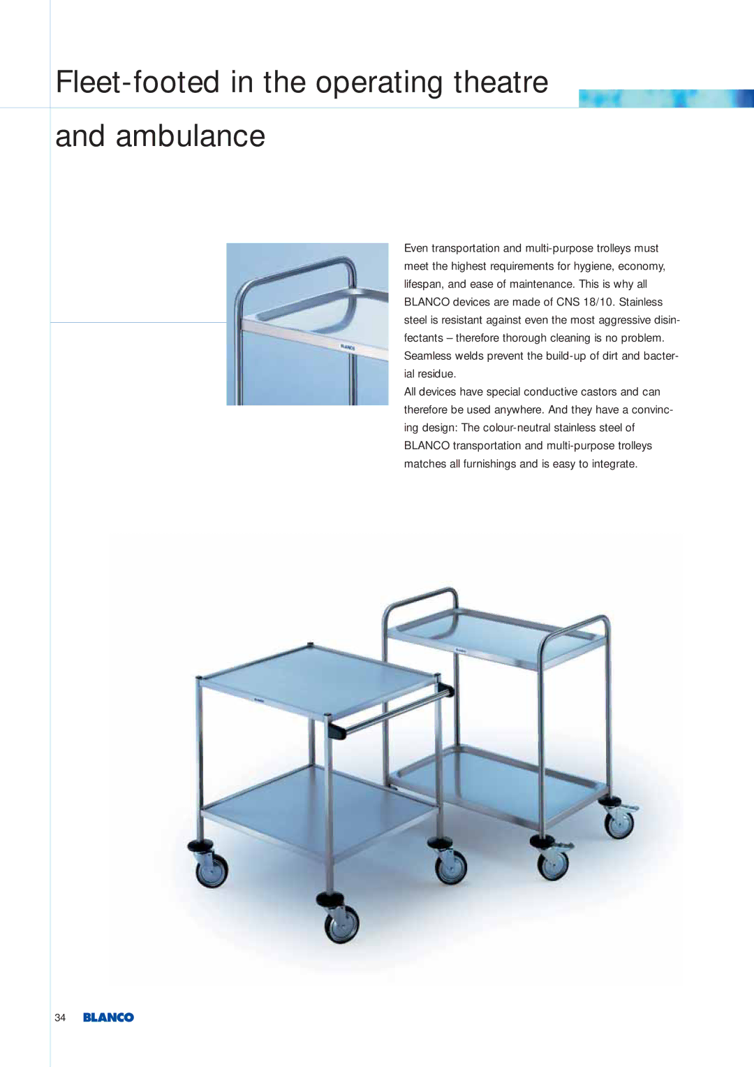 Blanco Tbingen manual Fleet-footed in the operating theatre Ambulance 