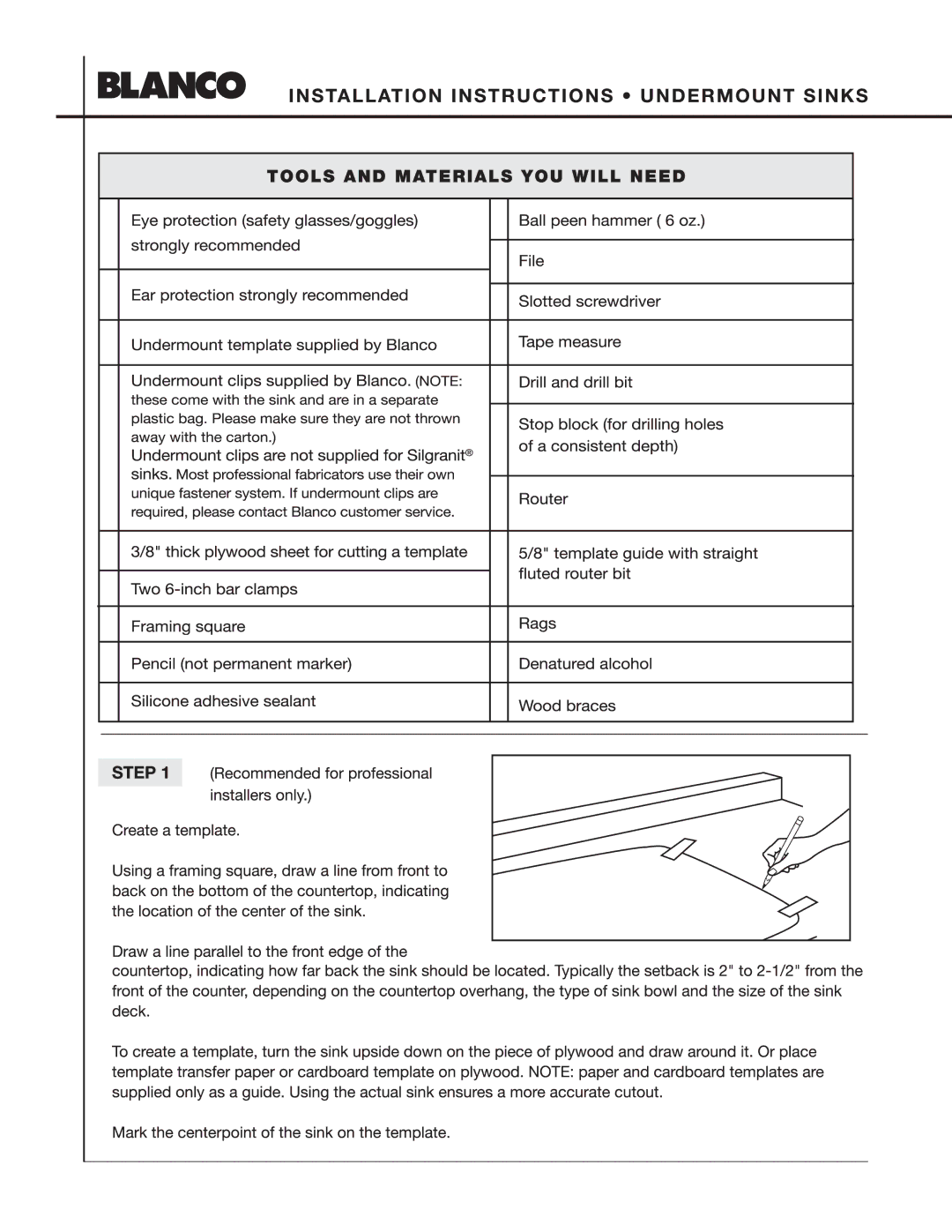 Blanco Undermount Sinks manual 