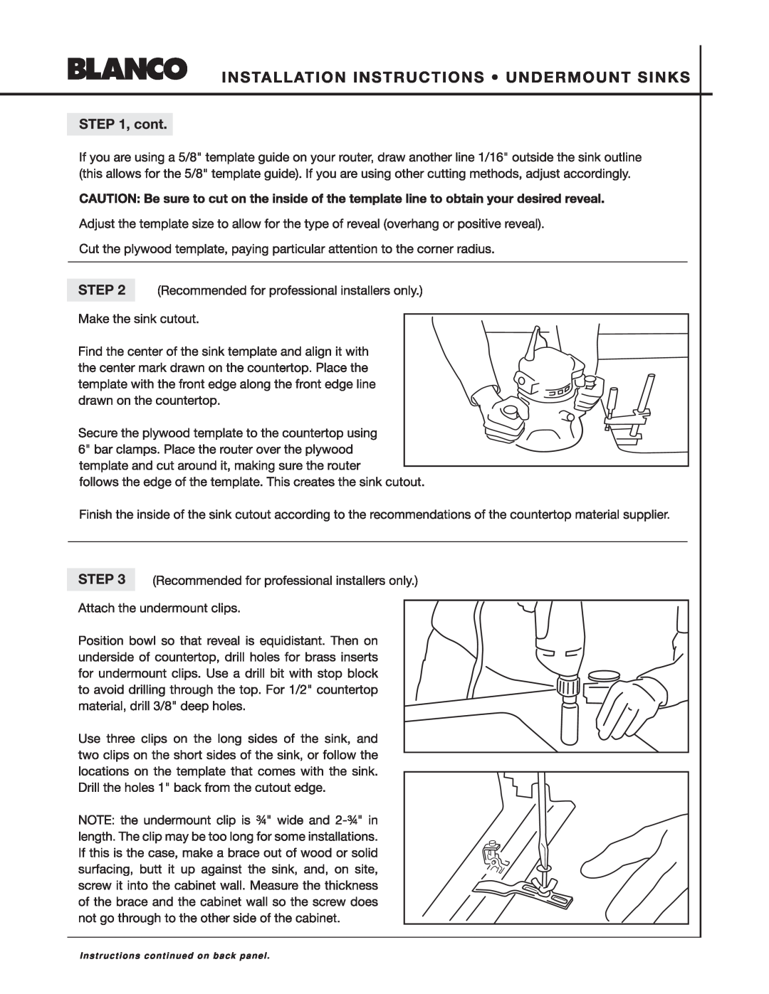 Blanco Undermount Sinks manual 
