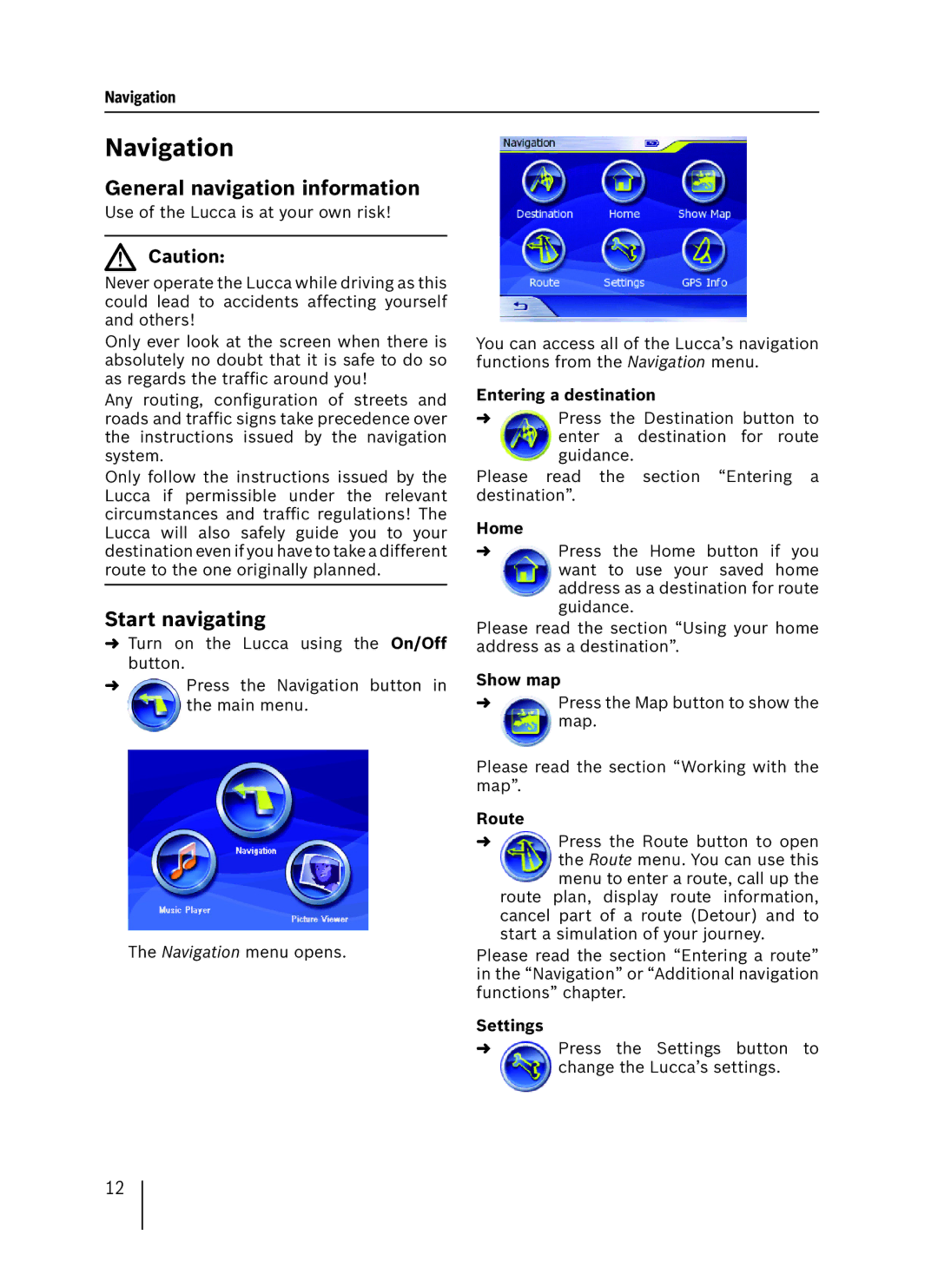 Blaupunkt 3.3 EE installation instructions Navigation, General navigation information, Start navigating 