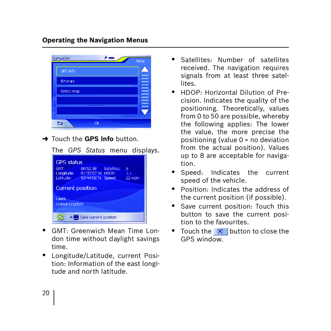 Blaupunkt 3.3 operating instructions Operating the Navigation Menus 