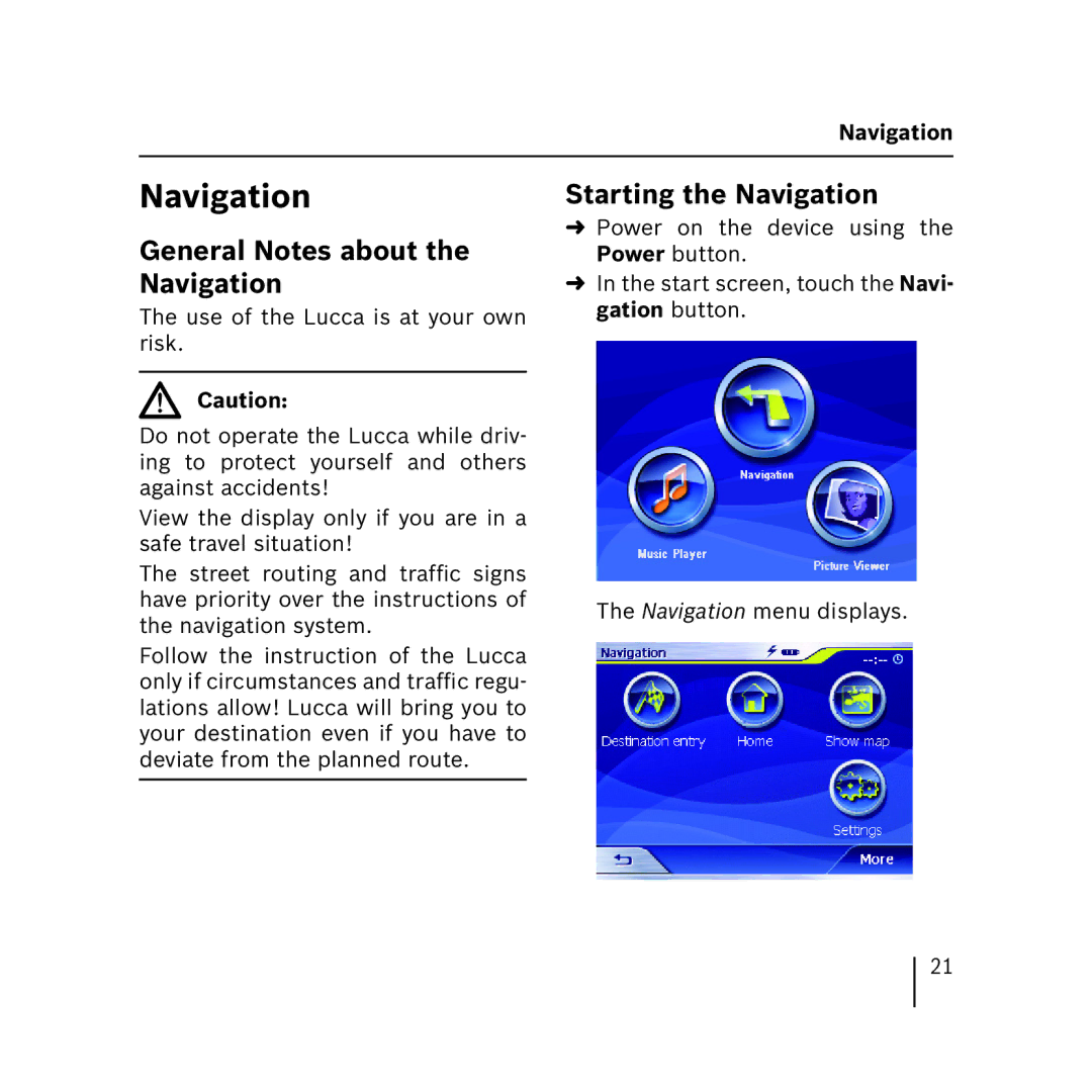 Blaupunkt 3.3 operating instructions General Notes about the Navigation, Starting the Navigation 