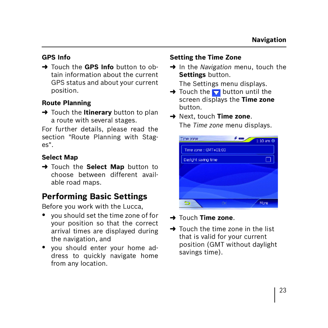 Blaupunkt 3.3 operating instructions Performing Basic Settings 