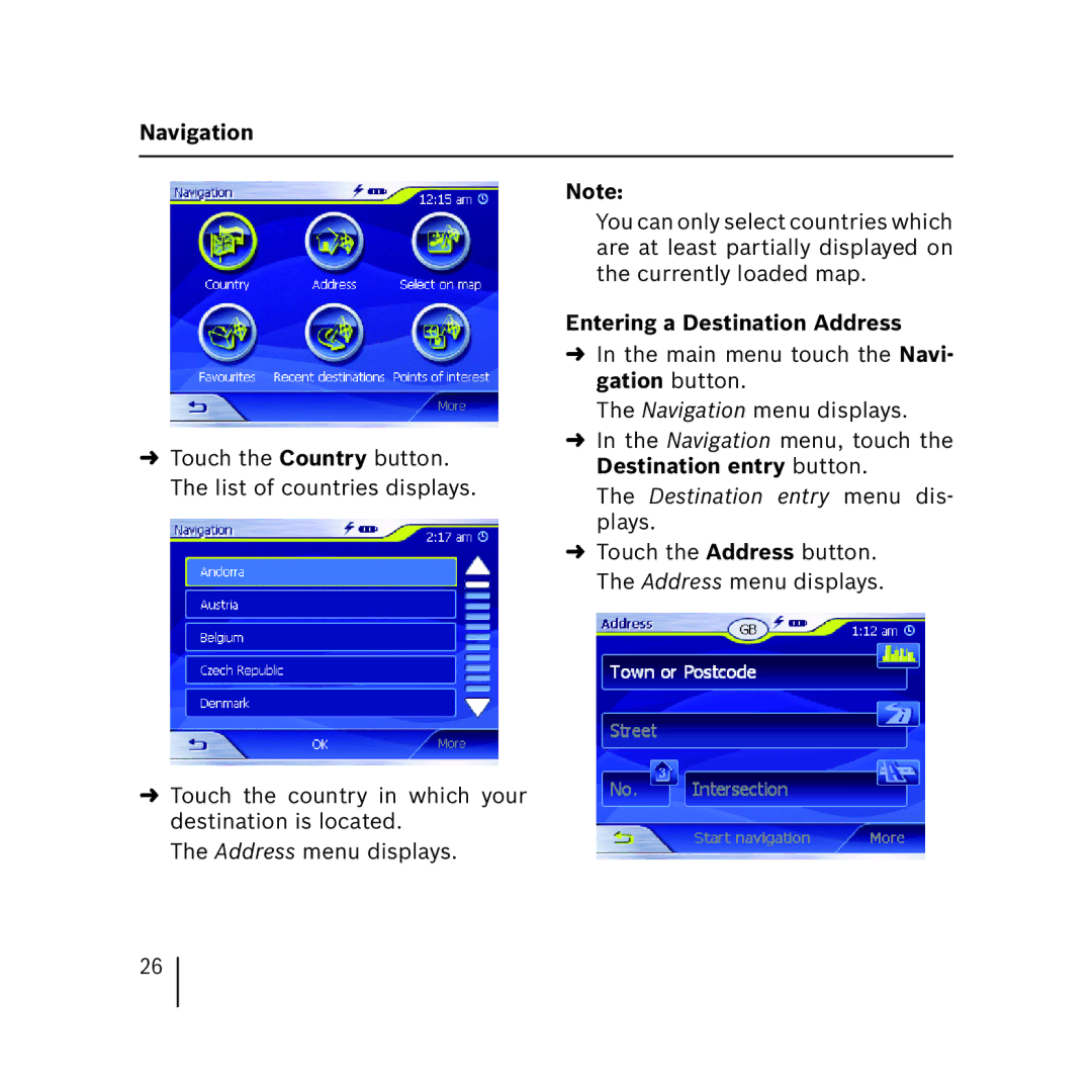 Blaupunkt 3.3 operating instructions Entering a Destination Address 