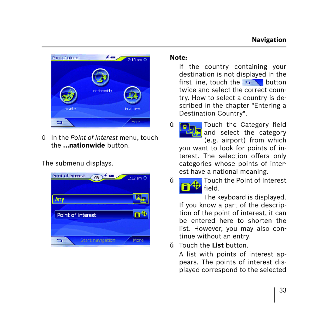 Blaupunkt 3.3 operating instructions Navigation 