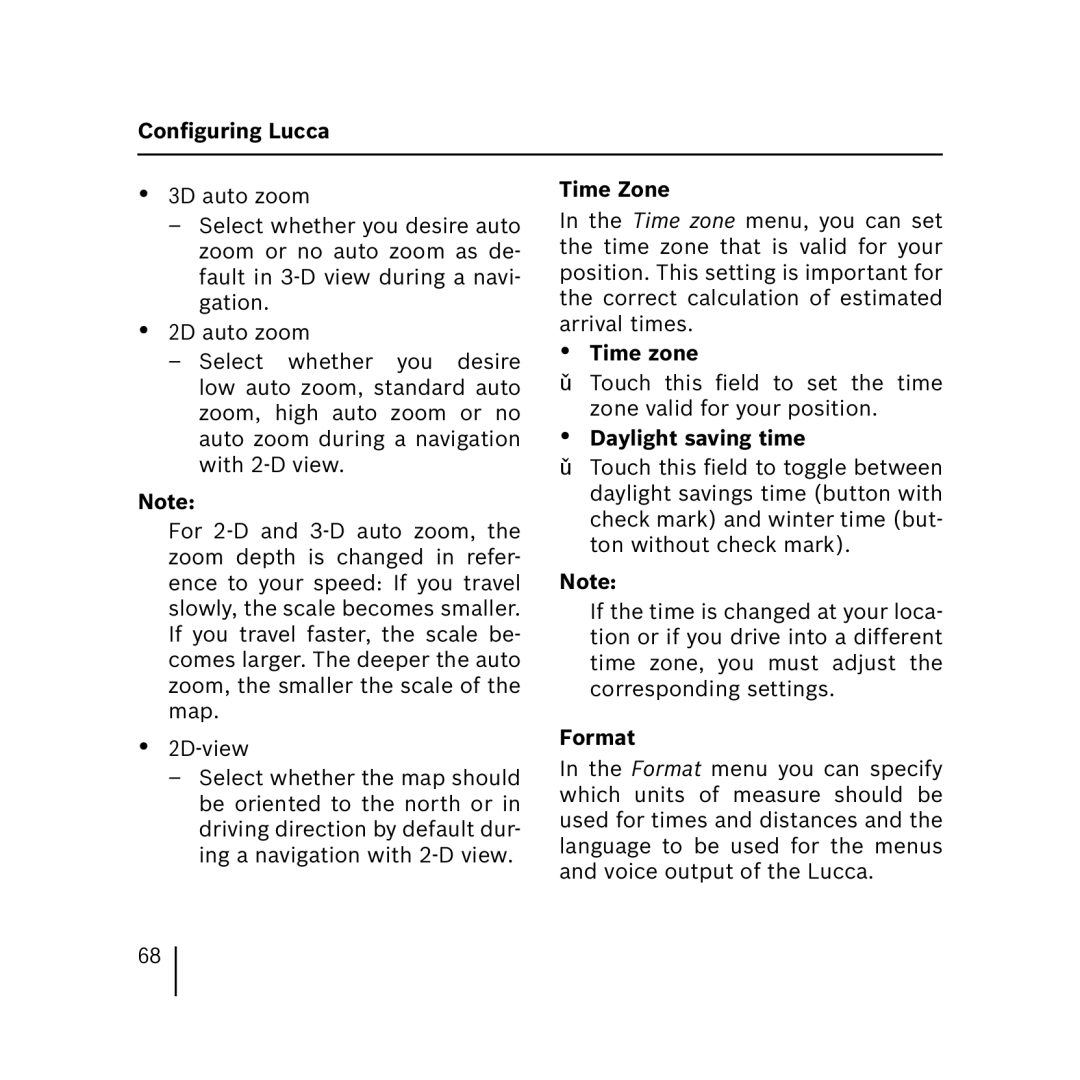 Blaupunkt 3.3 operating instructions Time Zone, Daylight saving time, Format 