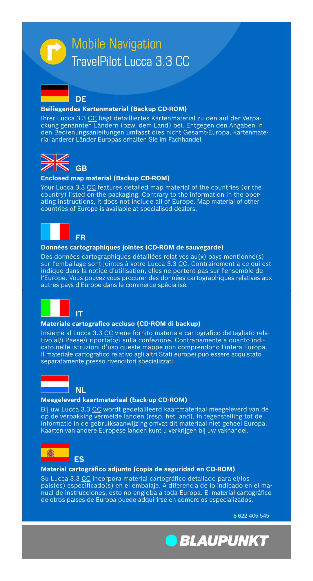 Blaupunkt operating instructions TravelPilot Lucca 3.3 CC 