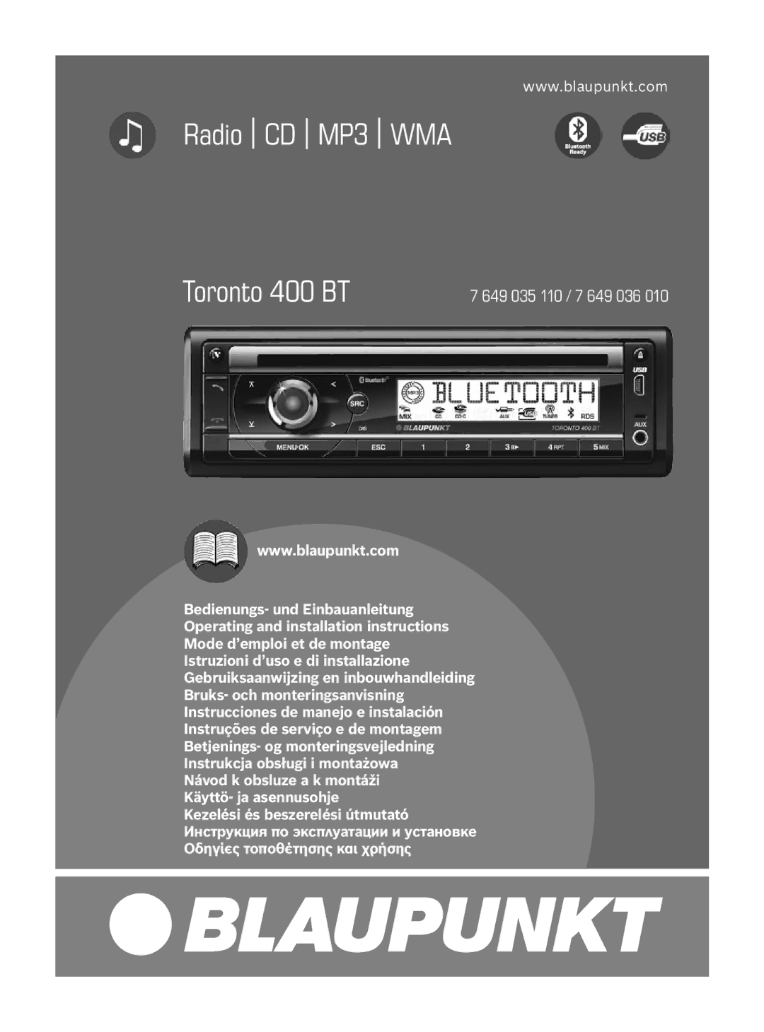 Blaupunkt 400 BT installation instructions MP3 WMA 