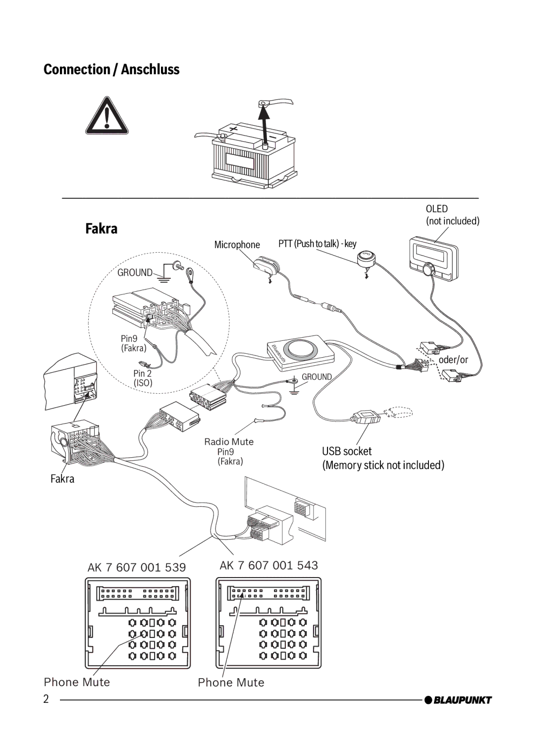 Blaupunkt 7 607 545 550 manual Connection / Anschluss Fakra 