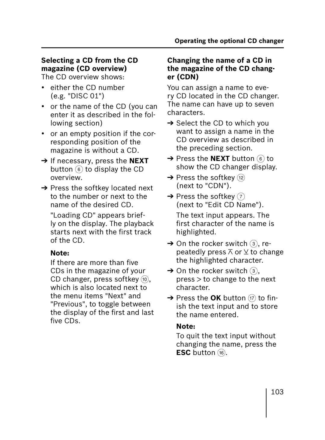 Blaupunkt 7 646 521 310, 7 646 520 310 installation instructions Operating the optional CD changer 