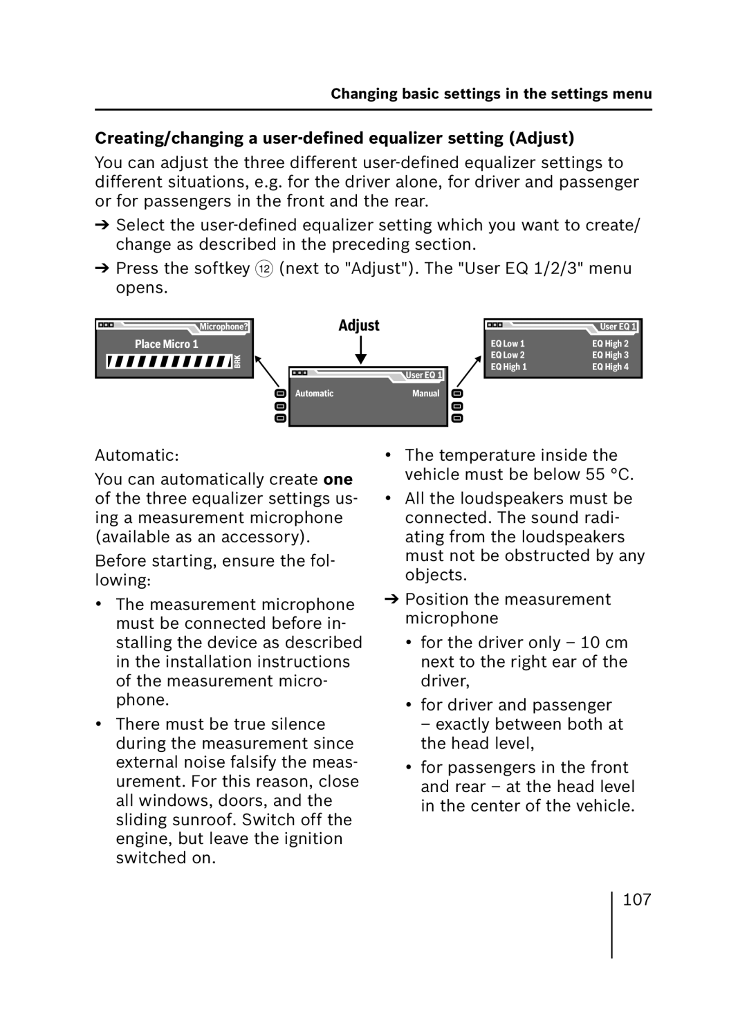 Blaupunkt 7 646 521 310, 7 646 520 310 installation instructions Creating/changing a user-deﬁned equalizer setting Adjust 