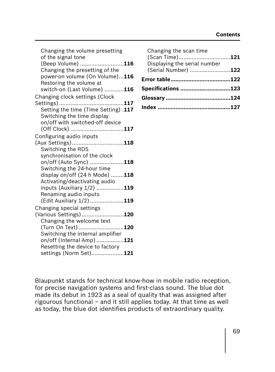 Blaupunkt 7 646 521 310, 7 646 520 310 installation instructions 116 