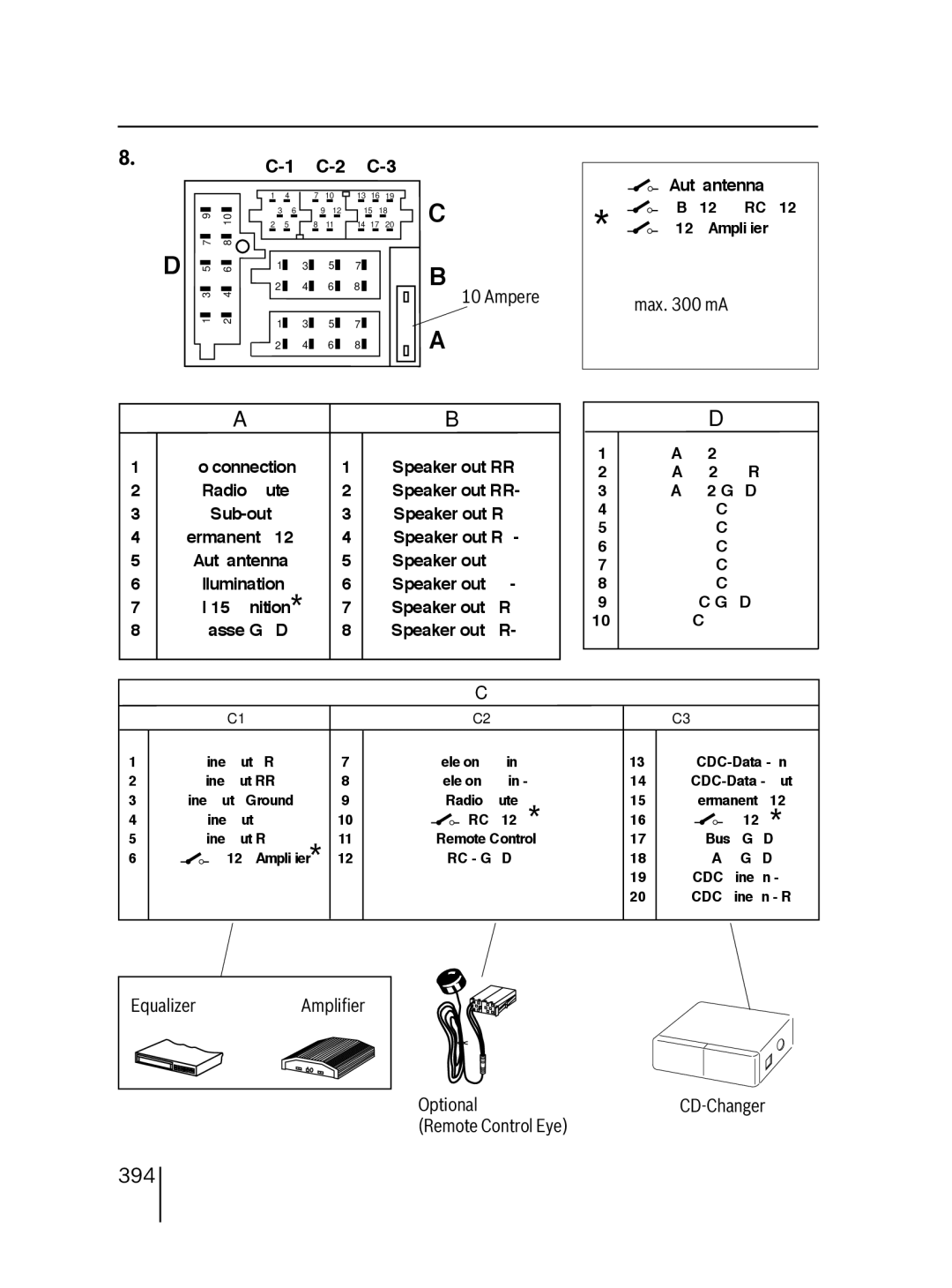 Blaupunkt 7 646 521 310, 7 646 520 310 installation instructions 394, Speaker out LR 