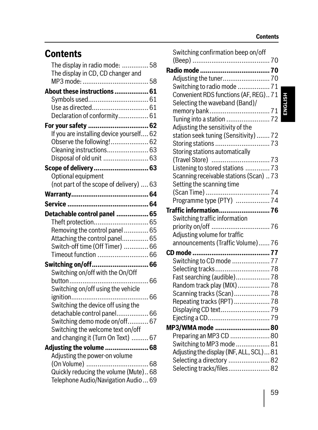 Blaupunkt 7 647 453 310 operating instructions Contents 