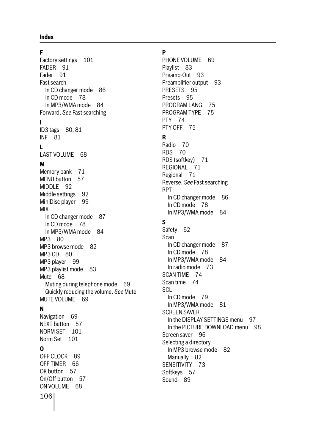 Blaupunkt 7 647 453 310 operating instructions 106, MP3 CD 