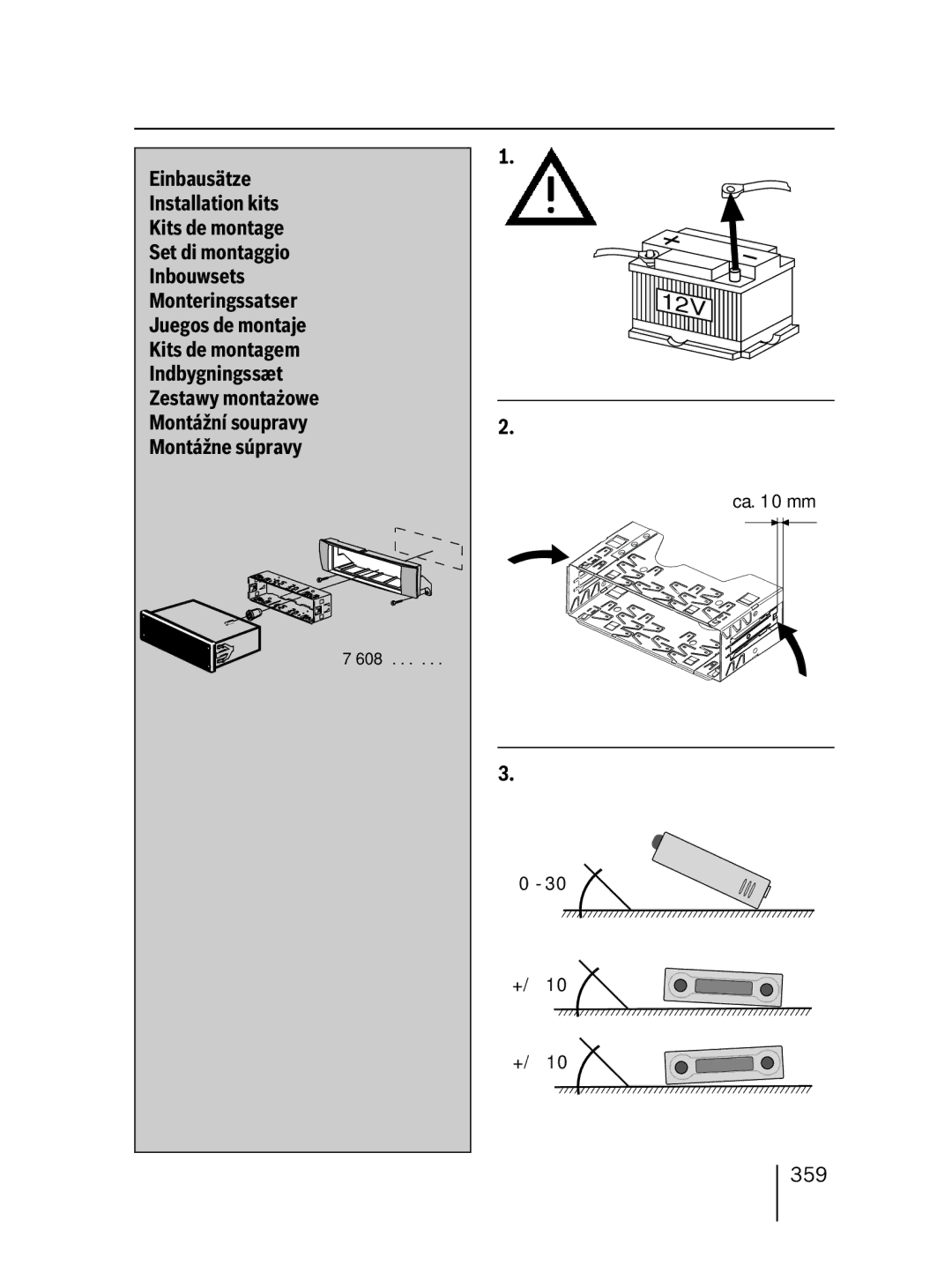 Blaupunkt 7 647 523 310 Einbausätze, Installation kits, Kits de montage, Set di montaggio, Inbouwsets, Monteringssatser 