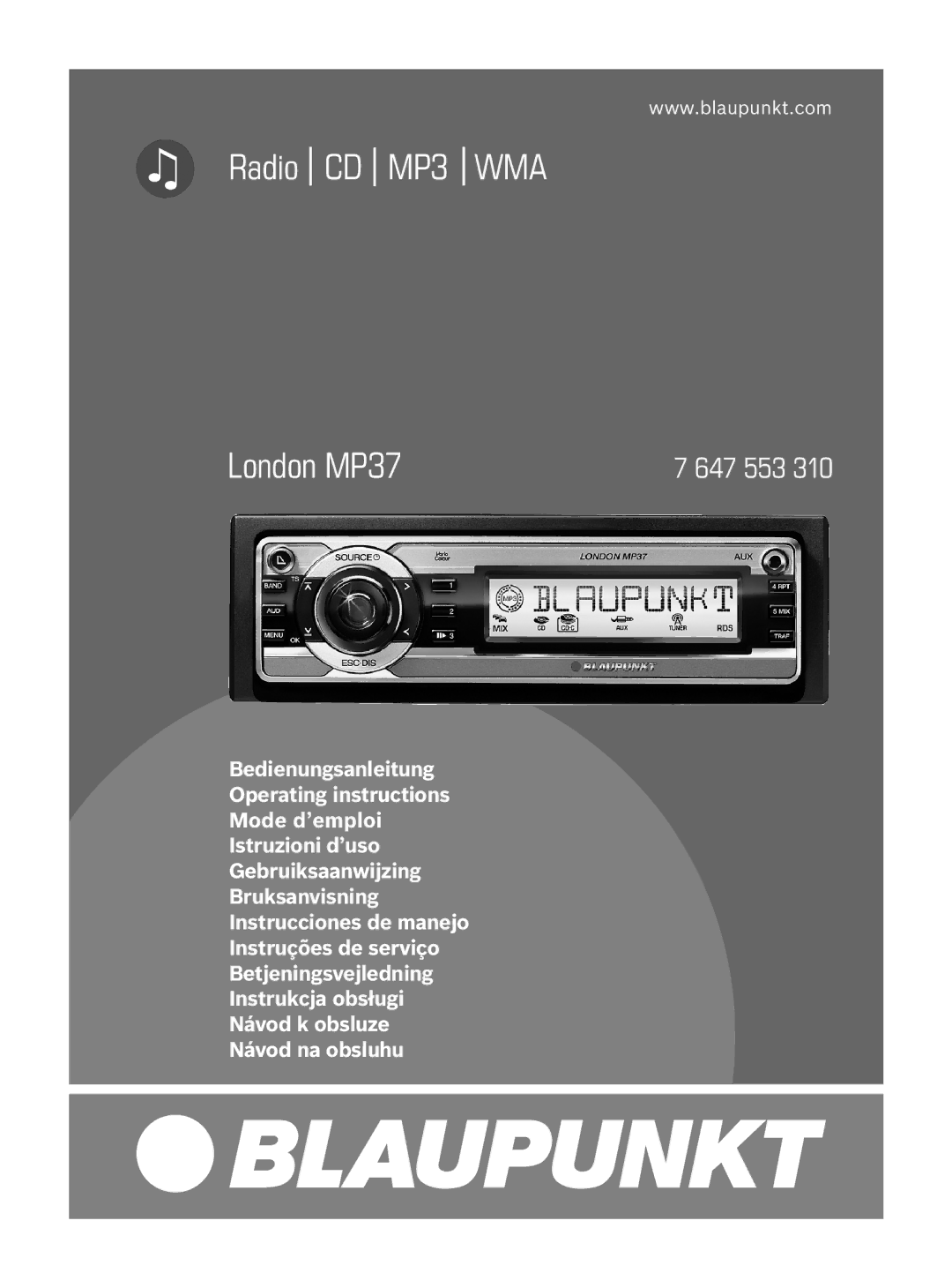 Blaupunkt 7 647 553 310 operating instructions MP3 WMA 