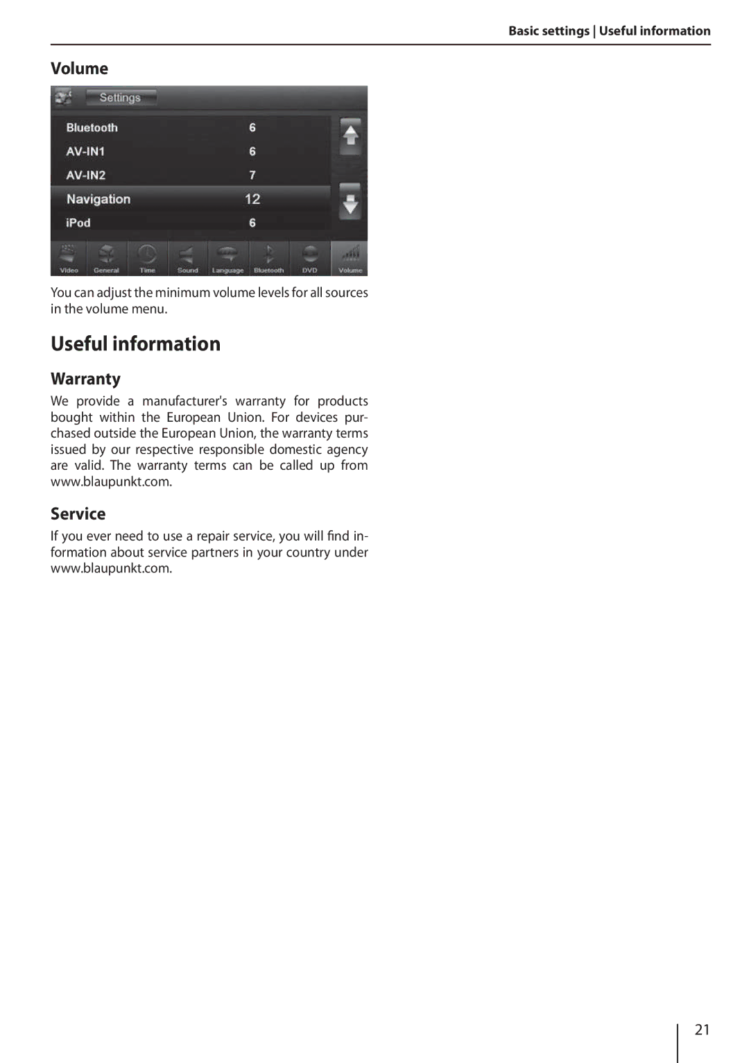 Blaupunkt 800 operating instructions Useful information, Warranty Service 