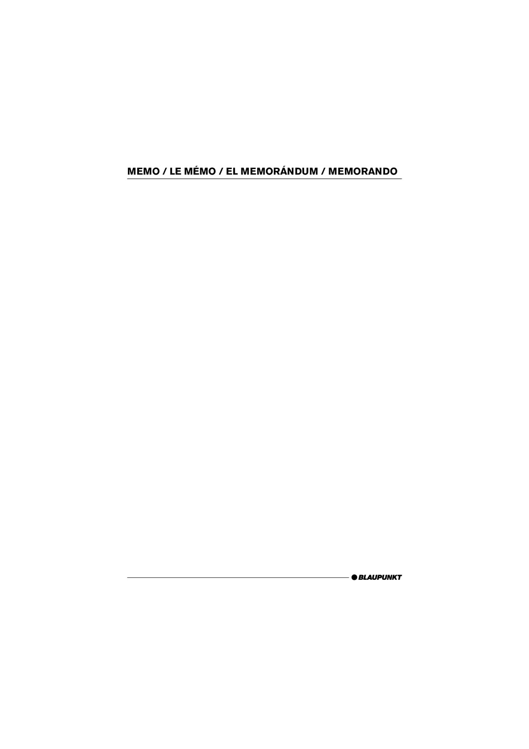 Blaupunkt Atlanta CD34, Venice Beach CD34 installation instructions MEMO/ LE Mémo / EL Memorándum / Memorando 