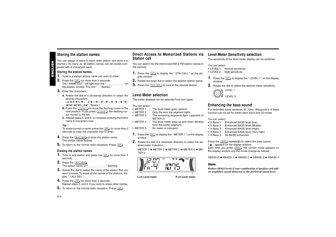 Blaupunkt AUSTIN CD41 manual Storing the station names, Direct Access to Memorized Stations via Station call 