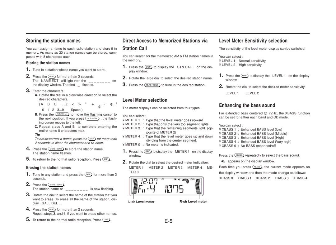 Blaupunkt BOSTON CD189, HOUSTON DM189 manual Storing the station names, Direct Access to Memorized Stations via Station Call 