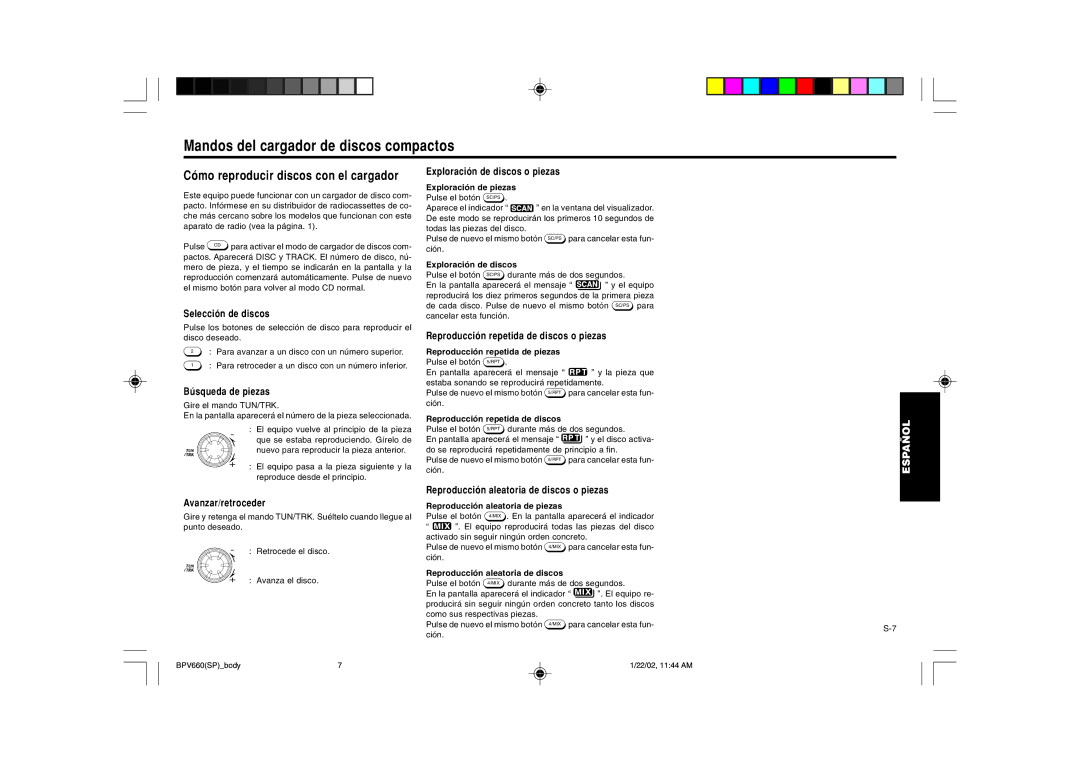 Blaupunkt BPV 660 manual Mandos del cargador de discos compactos, Cómo reproducir discos con el cargador 