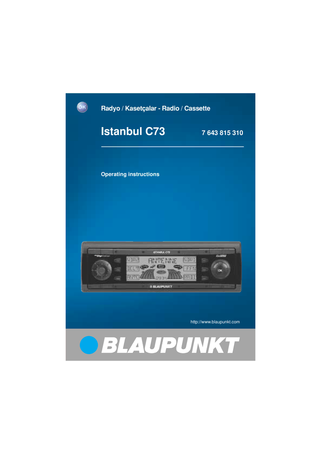 Blaupunkt operating instructions Istanbul C73 