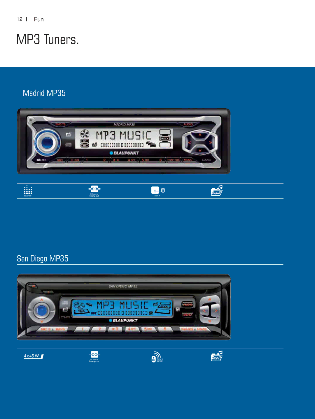 Blaupunkt Car Multimedia manual MP3 Tuners, Madrid MP35, San Diego MP35 