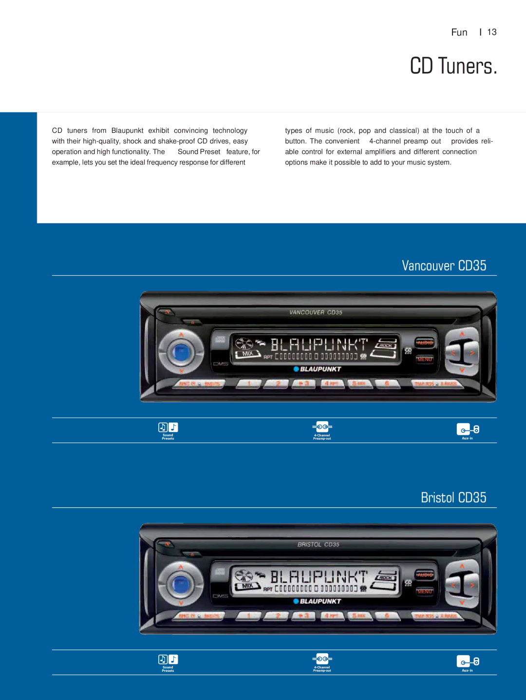 Blaupunkt Car Multimedia manual Vancouver CD35, Bristol CD35 