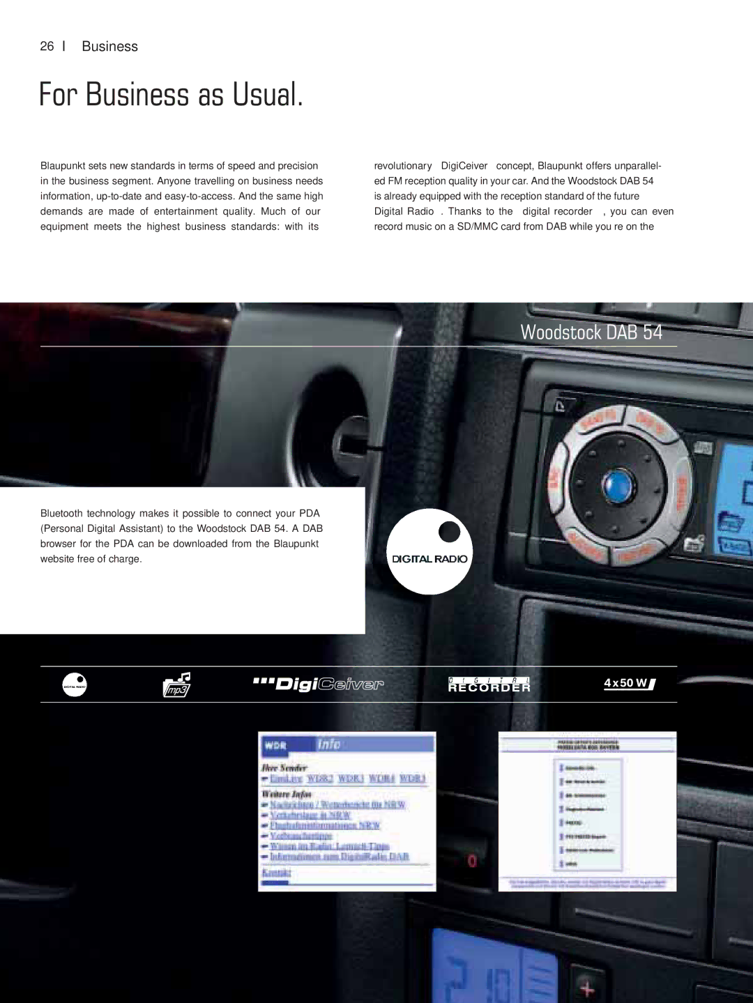 Blaupunkt Car Multimedia manual For Business as Usual, Woodstock DAB 