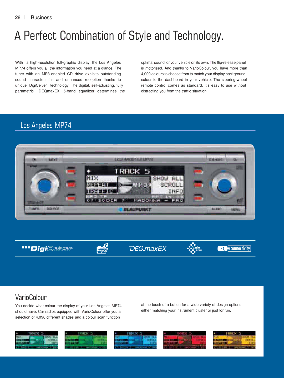 Blaupunkt Car Multimedia manual Perfect Combination of Style and Technology, Los Angeles MP74, VarioColour 