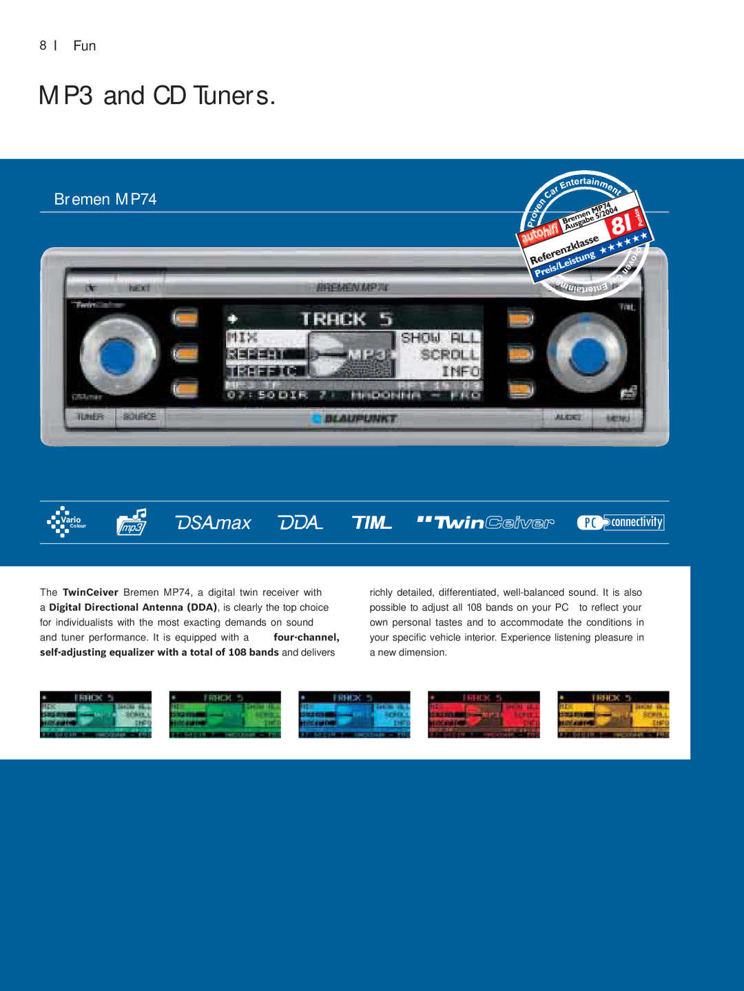 Blaupunkt Car Multimedia manual MP3 and CD Tuners, Bremen MP74 