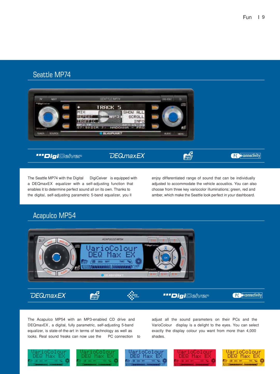 Blaupunkt Car Multimedia manual Seattle MP74, Acapulco MP54 