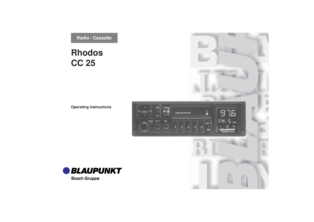 Blaupunkt CC 25 operating instructions Rhodos CC 