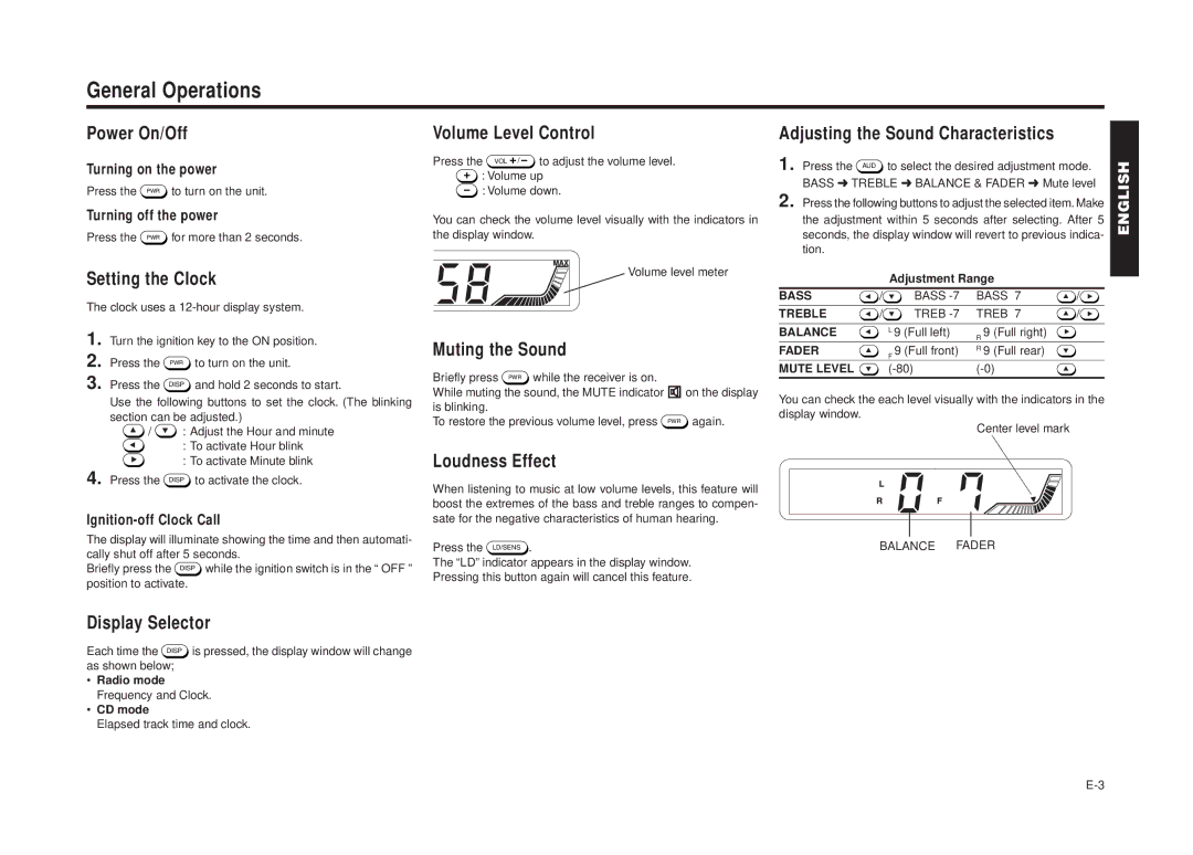 Blaupunkt CD 2001 manual General Operations 