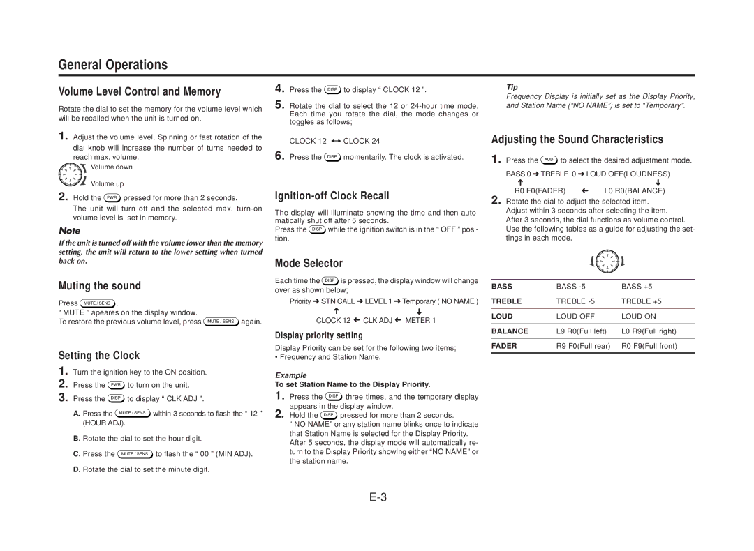 Blaupunkt CD169 manual General Operations 