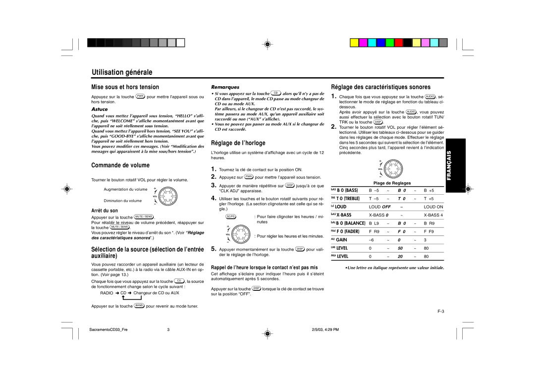 Blaupunkt CD33 installation instructions Utilisation générale 